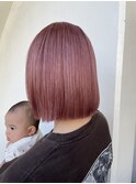 *ピンクカラーインナーダブルカラーショートボブ新百合ヶ丘