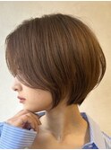 大人ショートボブ丸みショートカットマッシュショート前髪なし