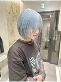 ライトブルー/水色/秋色/ショートボブ