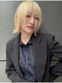 ブロンド金髪 フェイスレイヤーボブ似合わせ小顔t615