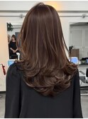 ハイライトバレイヤージュダブルカラーレイヤーカット20代30代