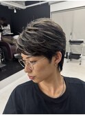シルバーメッシュブリーチダブルカラーセンターパート