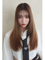 アンジェリカラボ 梅田店(ANGELICA LABO)&nbsp;韓国風くびれレイヤーカット×グレージュ×透明感ブラウン川又