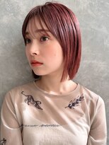 ロシェ 横浜店(loche)&nbsp;小顔前髪×ハッシュボブ×ピンクベージュ横浜駅