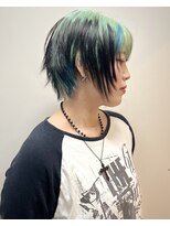 コル(col oodori) シャギーFFウルフ×ミントルーツカラー×ターコイズカラー!!