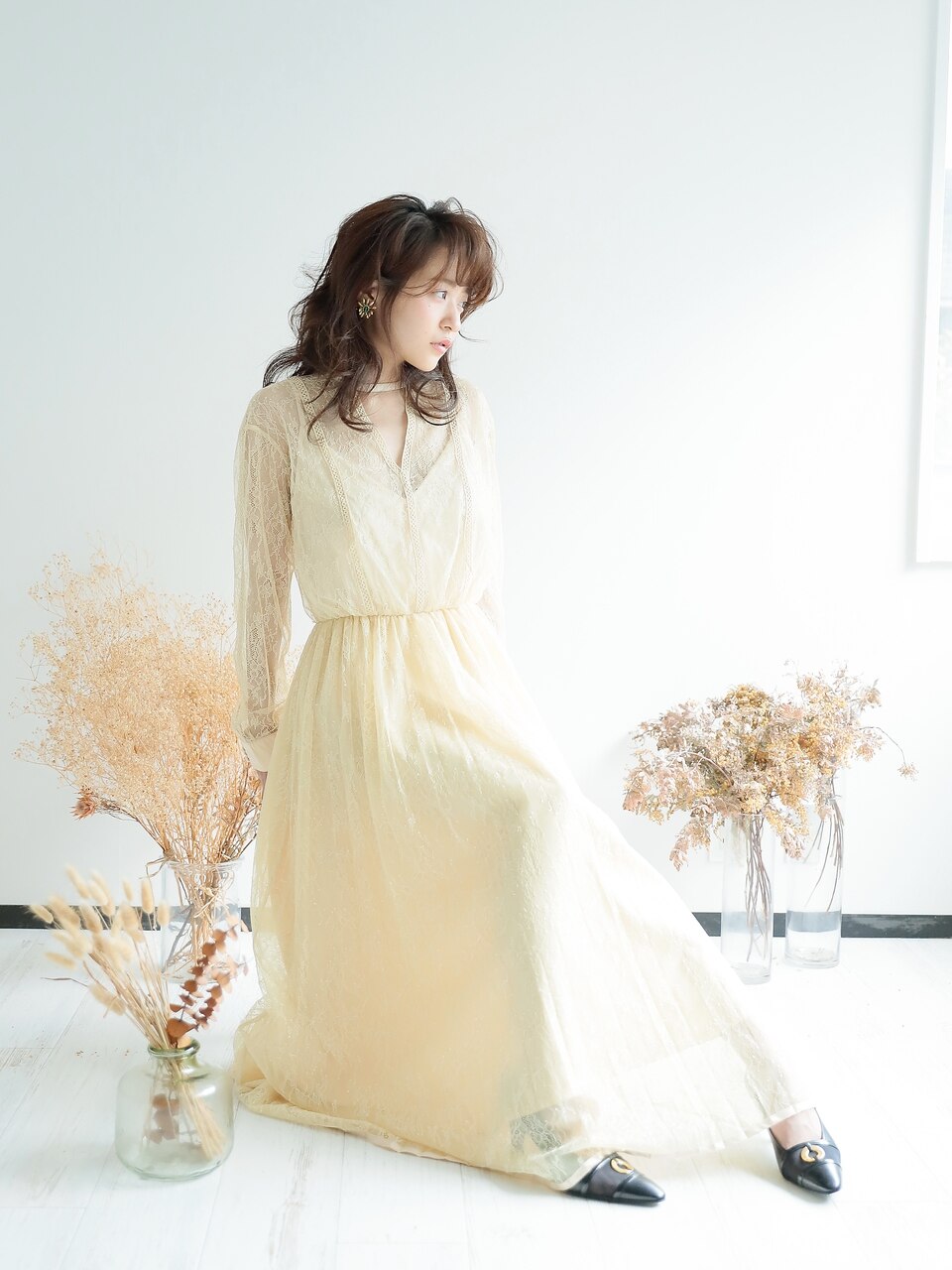 【値下げ中！】アメリヴィンテージ　パーティドレス　ヘアアクセサリー付き Ameri VINTAGE アメリヴィンテージ レイクカーブトリコットリブドレス