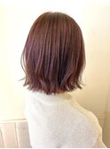 外ハネ切りっぱなしボブ×ピンクブラウン【町田/jr町田/町田駅】