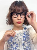 くせ毛風ウェーブボブ/ブラウン