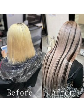 エクステ専門店あるじゃんすー 小倉店 ホワイトベージュ×ブラック#エクステ#ホワイトグレージュ#小倉