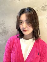 ノラ ヘアーサロン(NORA HAIR SALON)&nbsp;センターパートカーテンバングくびれヘア顔周りレイヤーカット