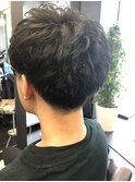 かき上げヘア七三ヘアツーブロックメンズ波巻きスパイラルパーマ