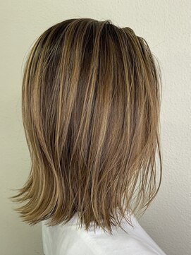 ルーツ ヘア デザイン(roots hair design) 新町美容室★切りっぱなし★白髪ぼかし★抜け感ハイライトカラー