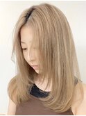 ミルクティーベージュ［新宿駅/大人ガーリー/ダブルカラー]