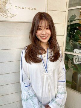 シェノン(CHAINON) 顔周りレイヤー内巻きロングワンカール仕上げ梅ヶ丘豪徳寺