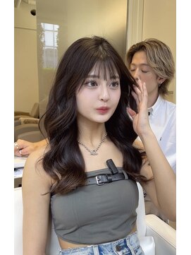 マティス 表参道(matiz) 前髪/こなれミディ/イメチェン/ブルーブラック/ウェーブパーマ