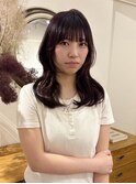 レッドブラウン/セミロング/レイヤー