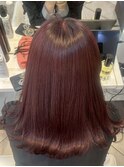 外ハネ/ボブ/ピンク/レッド/ボルドー/ブリーチなし/ダブルカラー