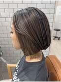 内巻きボブ◎細めハイライトカラー【佐藤こうや】