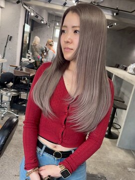 アポロ 横浜駅店(apollo) xカラー/ホワイトグレージュ/レイヤーカット/チェリーブラウン