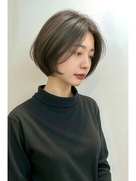アース 天満橋店(HAIR & MAKE EARTH) 冬の小顔◎丸みショートボブ×ココアブラウンカラー