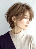 40代50代60代/脱白髪染め白髪ぼかしハイライト/小顔ショート