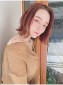 透明感オレンジブラウン◎大人ヘルシーボブ