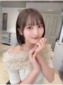 わたボブシースルーぱっつん前髪おくれ毛ロブミディアムロング