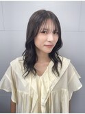 オリーブグレージュ/グレージュ/シースルーバング