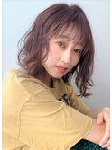 ゆるふわボブ×柔らかピンクベージュ
