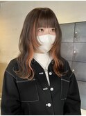 イヤリングカラーポイントカラーオレンジ顔まわりレイヤー/今枝