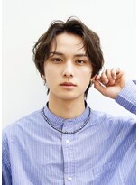 ゼンコー アオヤマ(ZENKO Aoyama) 黒髪×アップバング×センターパート×ニュアンスパーマ