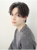 韓国ヘアカルマパーマコンマバングセンターパート黒髪ニュアンス