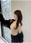 レイヤーカット/韓国ヘア/オリーブグレージュ/ブリーチなし/前髪