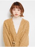 ミディアムヘア/ショコラベージュ/ボブルフ/新宿駅