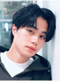 メンズセンターパート七三分けパートニュアンスパーマ刈り上げ