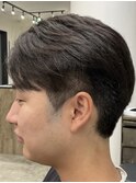 フェザーパーマ/グレーブルーカラー/刈り上げショートパンク