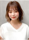 前髪 外ハネボブ ダークアッシュ 大人ガーリー "