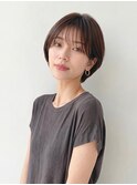 秋カラーブリーチなしココアブラウン耳かけ小顔ショートp上尾