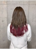シナモンベージュ＆アクセントカラーピンクレッド