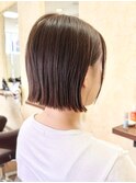 小顔効果のぱっつんボブ
