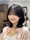 くびれミディアムヘア/似合わせ/顔まわり/前髪/谷町四丁目