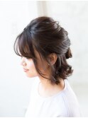 編み込みボブハーフアップ
