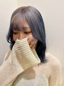 ハイトーンダブルカラーグラデーション×小顔ミディアム20代30代