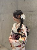 ゆる編みサイドローポニー