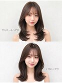 2wayレイヤー韓国風くびれヘア顔まわり前髪カット小顔似合わせ