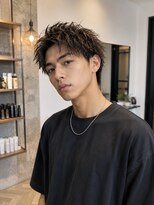 MEN's Baguz MEN'Sカット/ MEN'Sパーマ/ MEN'Sカラー 無造作束感メンズマッシュ韓国風ニュアンスパーマスタイル