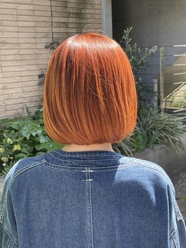 シェル 吉祥寺(shell) アプリコットオレンジ_丸みボブ_ブリーチ