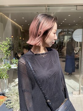 マイル 渋谷(mile) 切りっぱなしボブ×ベイビーピンク