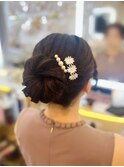 結婚式 二次会 お呼ばれ アップスタイル×パールピン