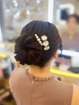 結婚式 二次会 お呼ばれ アップスタイル×パールピン
